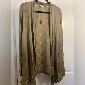 Gorgeous Kori brand olive green coverup with lace!